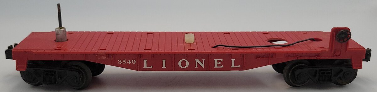 Lionel 3540-1 O Gauge Operating Radar Flatcar Frame w/ Operating Coupler Trucks
