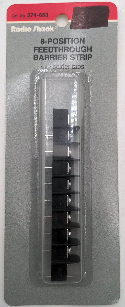 Radio Shack 274-653 8-Position Feedthrough Barrier Strip 3/16" Solder Tabs