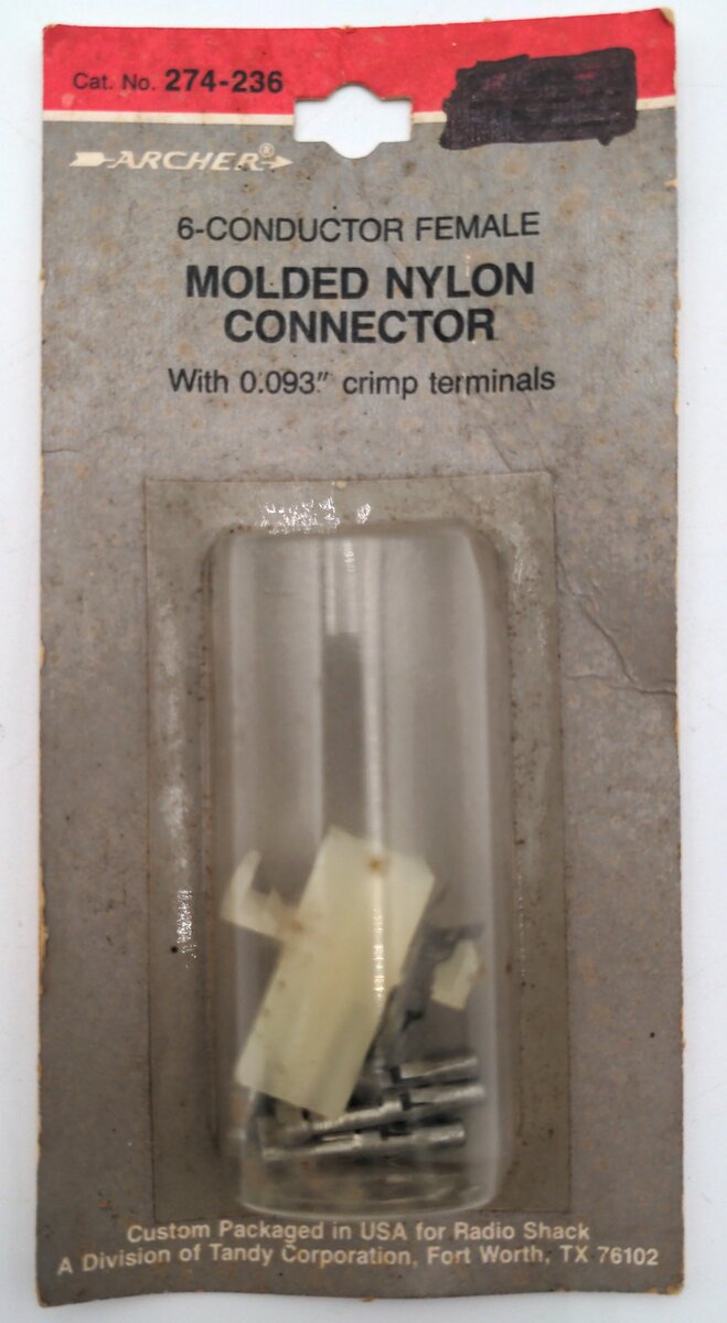Archer 274-236 6-Conductor Female Molded Nylon Connector w/ 0/093