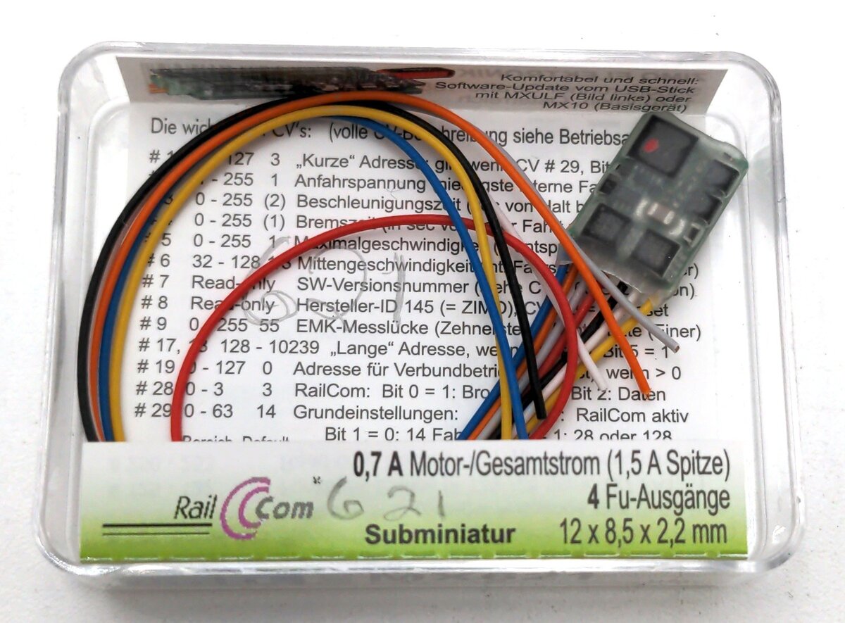 Zimo MX621 N Scale Sub-Micro DCC Locomotive Motor Decoder