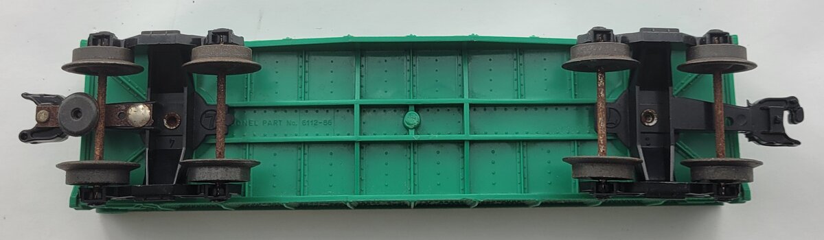Lionel 6112-86 O Gauge Green Gondola with Trucks & One Broken Coupler #6142