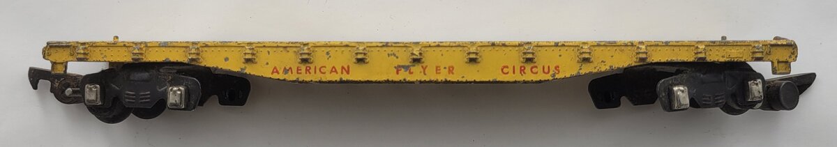 American Flyer PA9952  "American Flyer Circus" Yellow Diecast Flatcar Incomplete