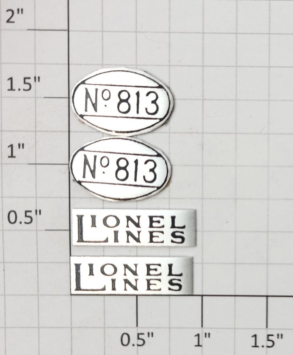 Lionel 813-20 Nickel Lionel Lines and Number Plates (Set of 4)