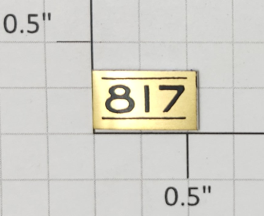 Lionel 817-1 "817" Brass Lionel Lines Side Nameplate with Adhesive