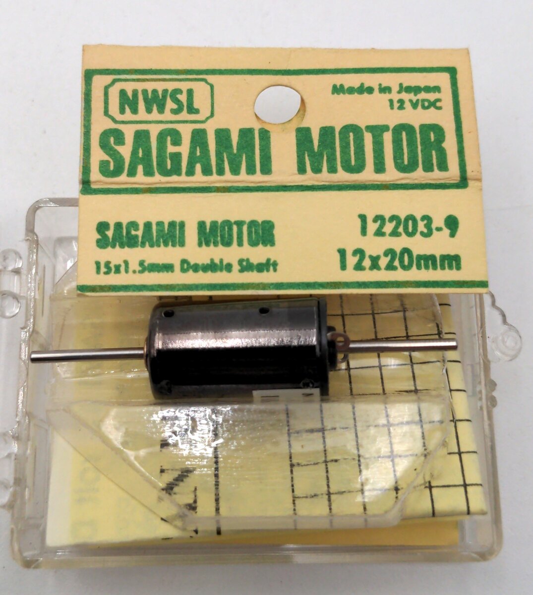 NWSL 12203-9 Sagami Motor 12x20mm 12VDC Double Shaft Motor