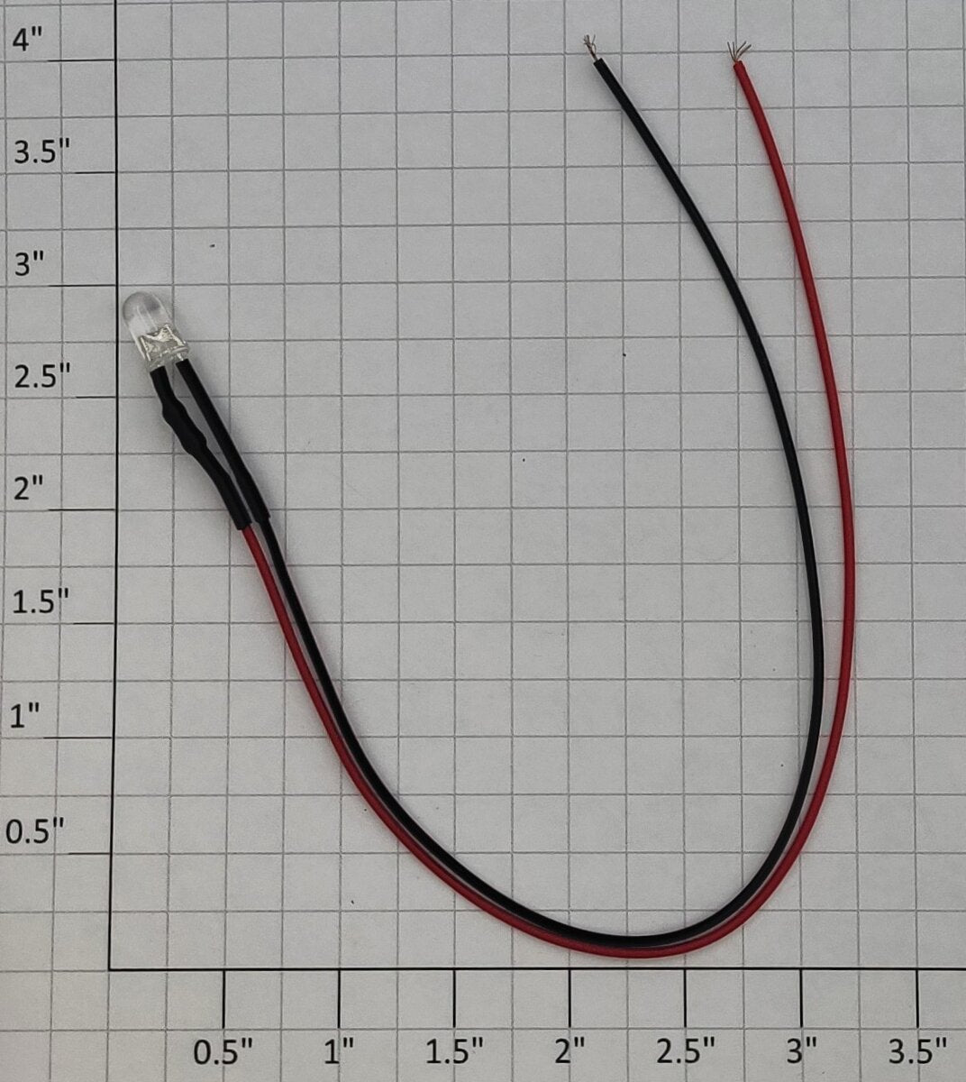 Evemodel 123wm20 White 3mm LED with 8 Inch Leads