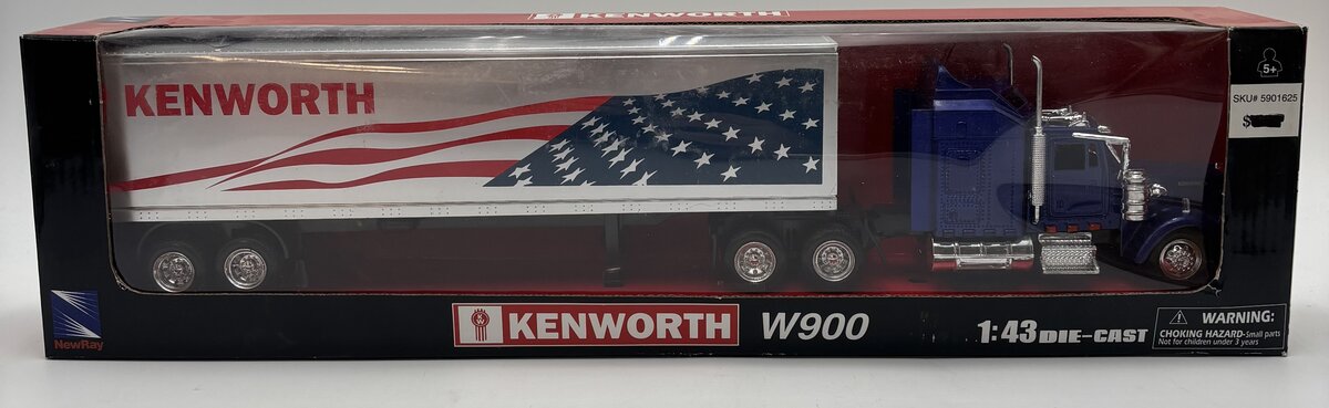 New-Ray 15223 1:43 Kenworth W900 Semi-Tractor w/Trailer Diecast