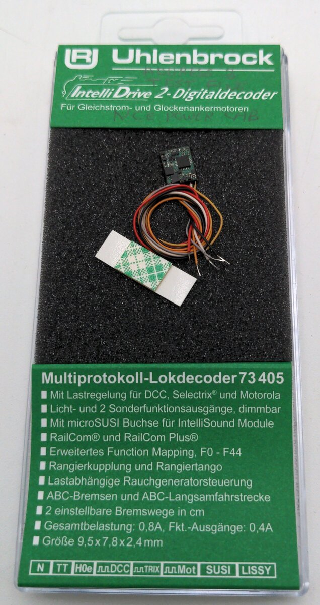 Uhlenbrock 73405 Multi-Protocol IntelliDrive 2 Mini Decoder w Loose Wire Harness