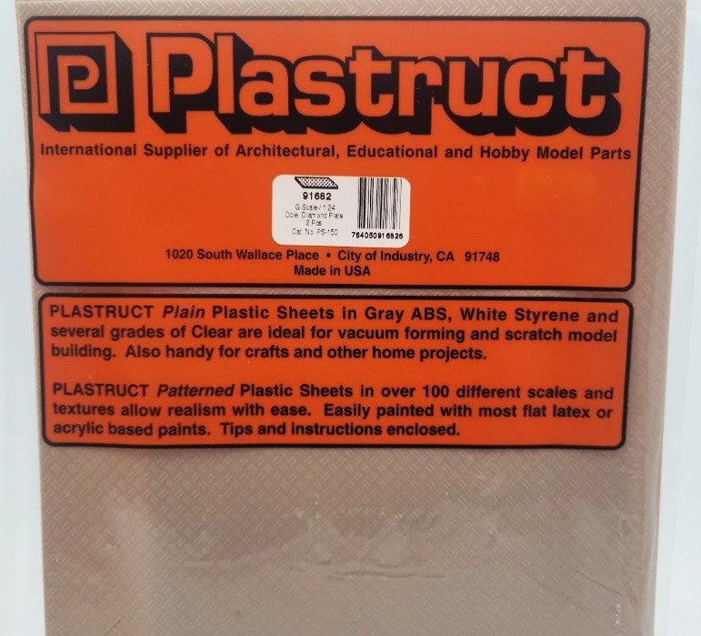 Plastruct 91682 G/1:24 Scale 12"x7" Beige Double Diamond Plate Sheet (Pack of 2)