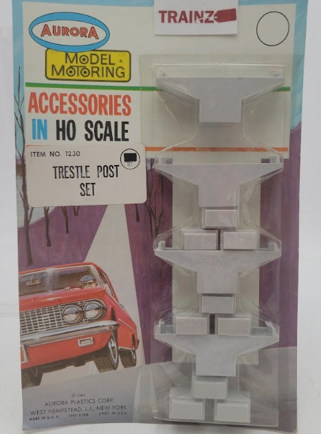 Aurora 1230 HO Scale Trestle Post Set Vintage Accessories 1963