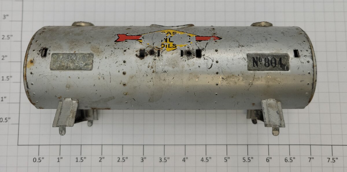 Lionel 804 O Gauge Prewar Sunoco Tinplate Oil Tank Car Shell with Trim