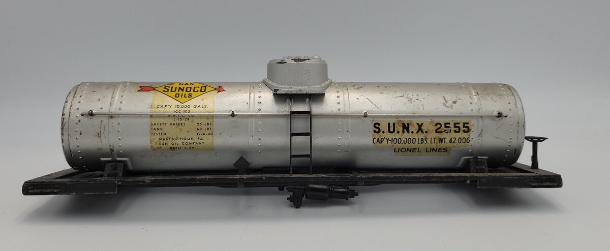 Lionel 2555-1 O Gauge Metal Sunoco Oil Tank Car Shell with Diecast Frame & Trim