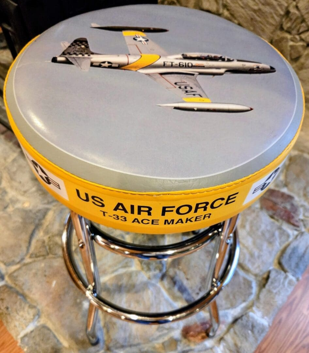RMT by Design A-62-3 US Air Force T-33 Ace Maker Warbird Jet Bar Stool