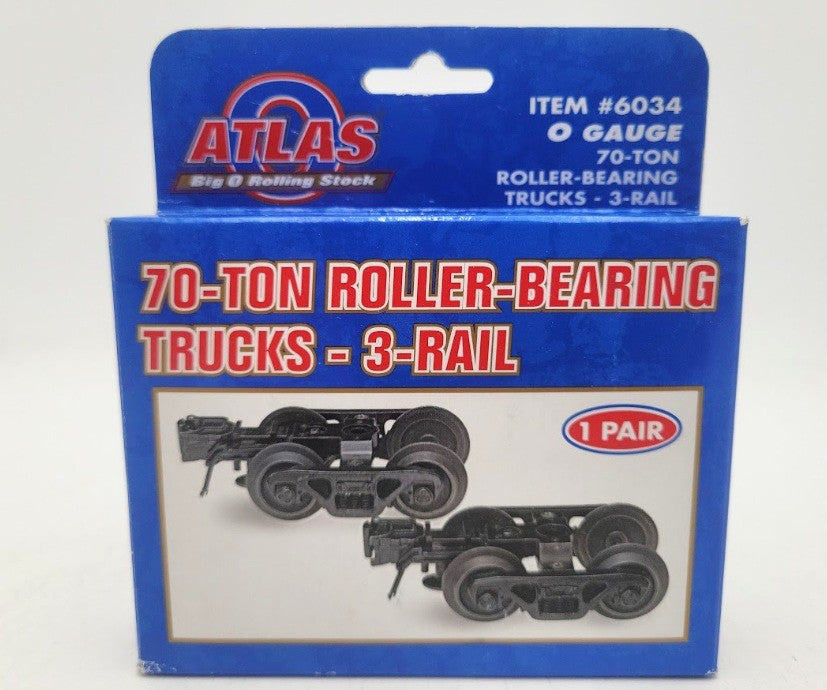Atlas 6034 O Gauge 70 Ton Roller Bearing Trucks 3-Rail (Pack of 2)
