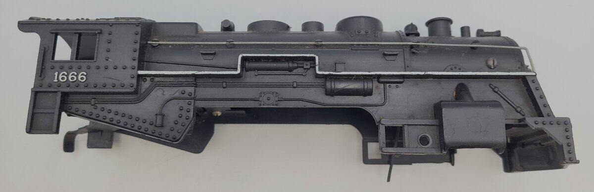 Marx 1666-2 Black Plastic 2-4-2 Steam Locomotive Body Shell with Drawbar #1666