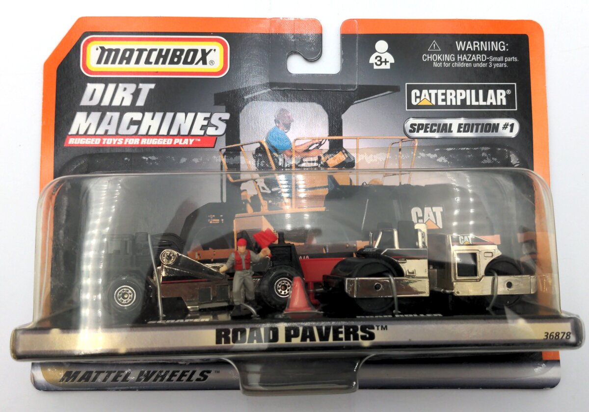 Matchbox 36878 Dirt Machines Caterpillar Special Edition Scraper & Road Paver