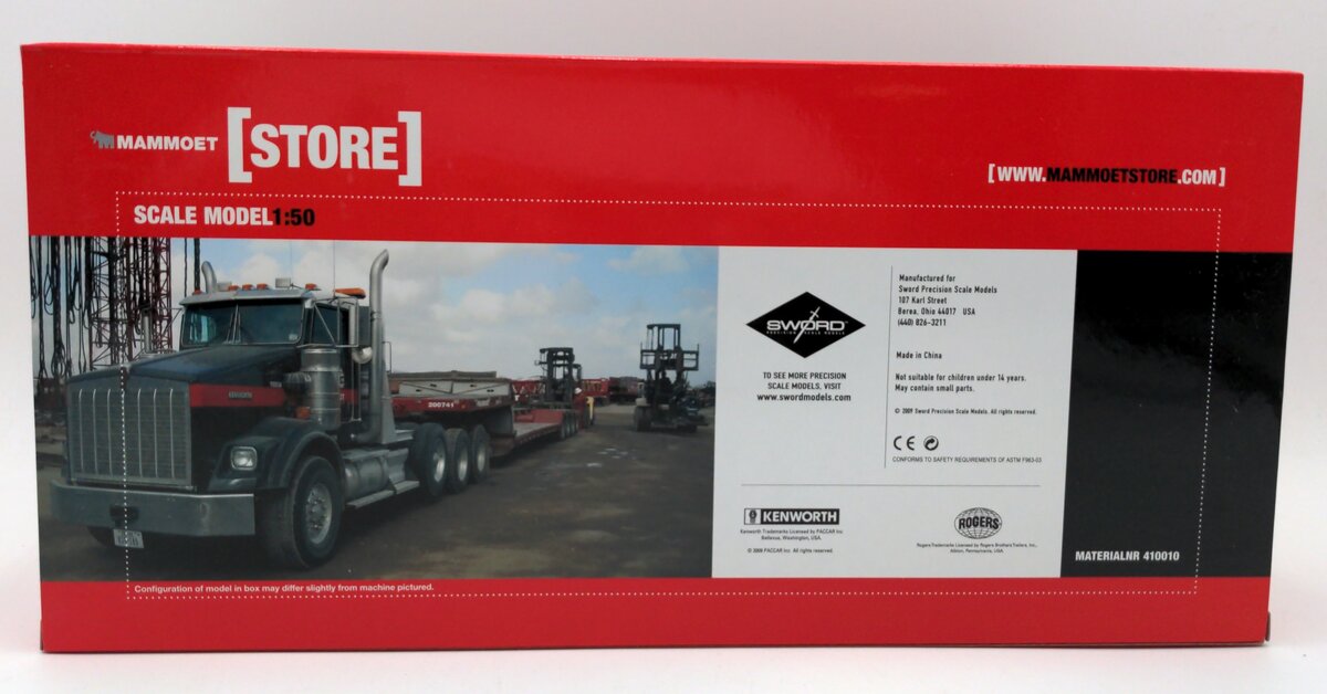 Sword Models M410010 1:50 Diecast Mammoet T800W w/Rogers 4-Axle Flip Lowboy