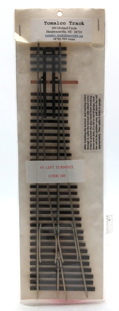 Tomalco #5 S Scale Left Turnout Code 100