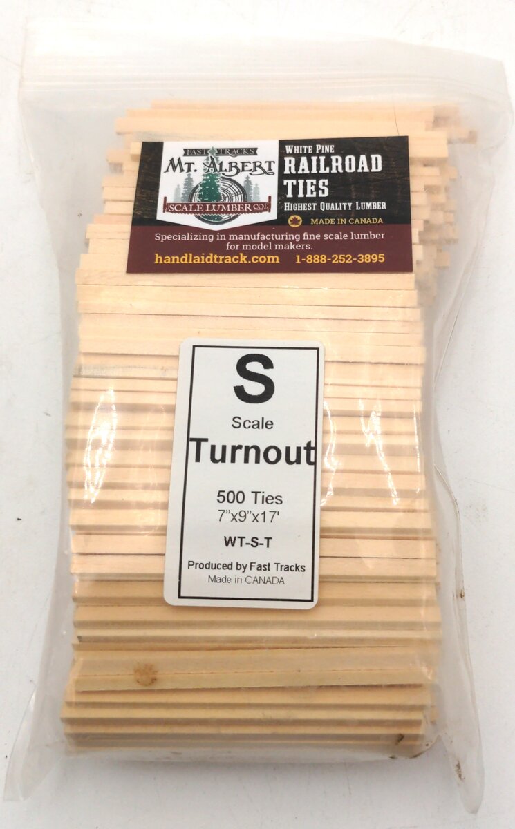 Fast Tracks S Scale White Pine Railroad Ties 500 Pcs