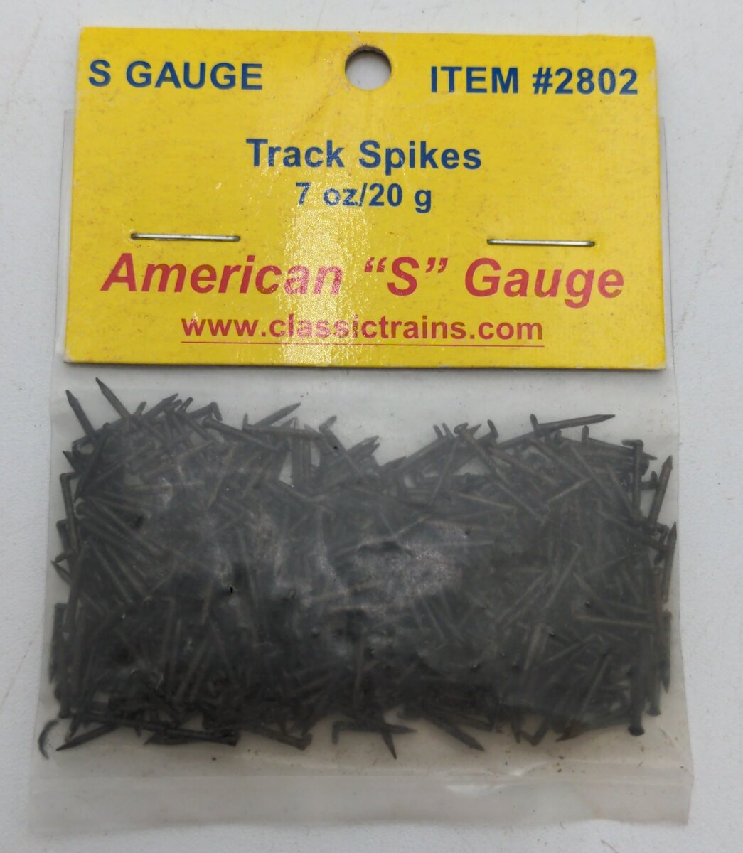 American S Gauge 2802 S Scale Track Spikes 7 oz Bag