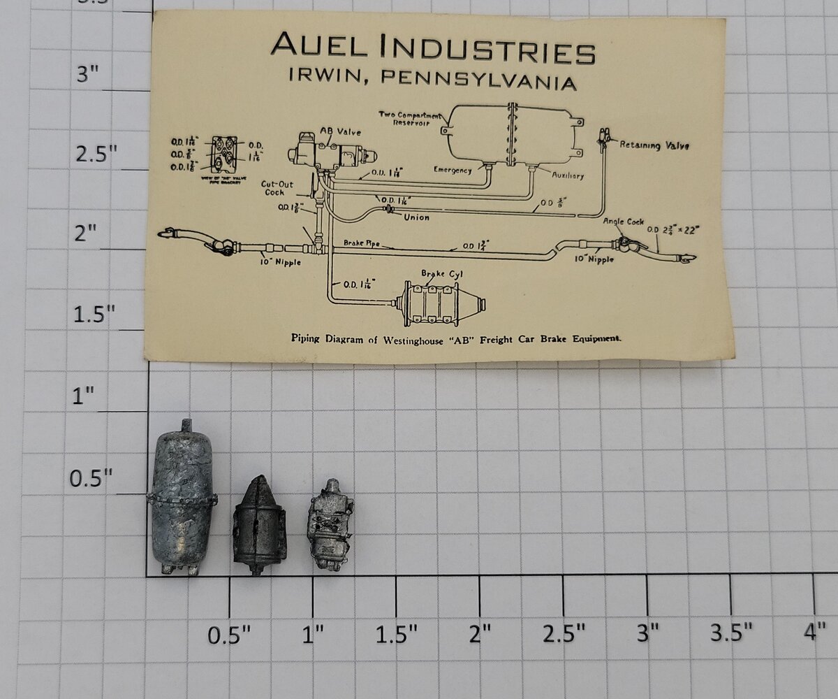 Auel Ind. 0807-10 Unpainted Diecast Air Tank, Brake Cylinder and AB Valve