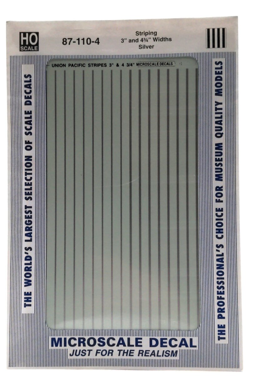 Microscale 87-110-4 HO Scale Striping 3" and 4 3/4" Width Silver