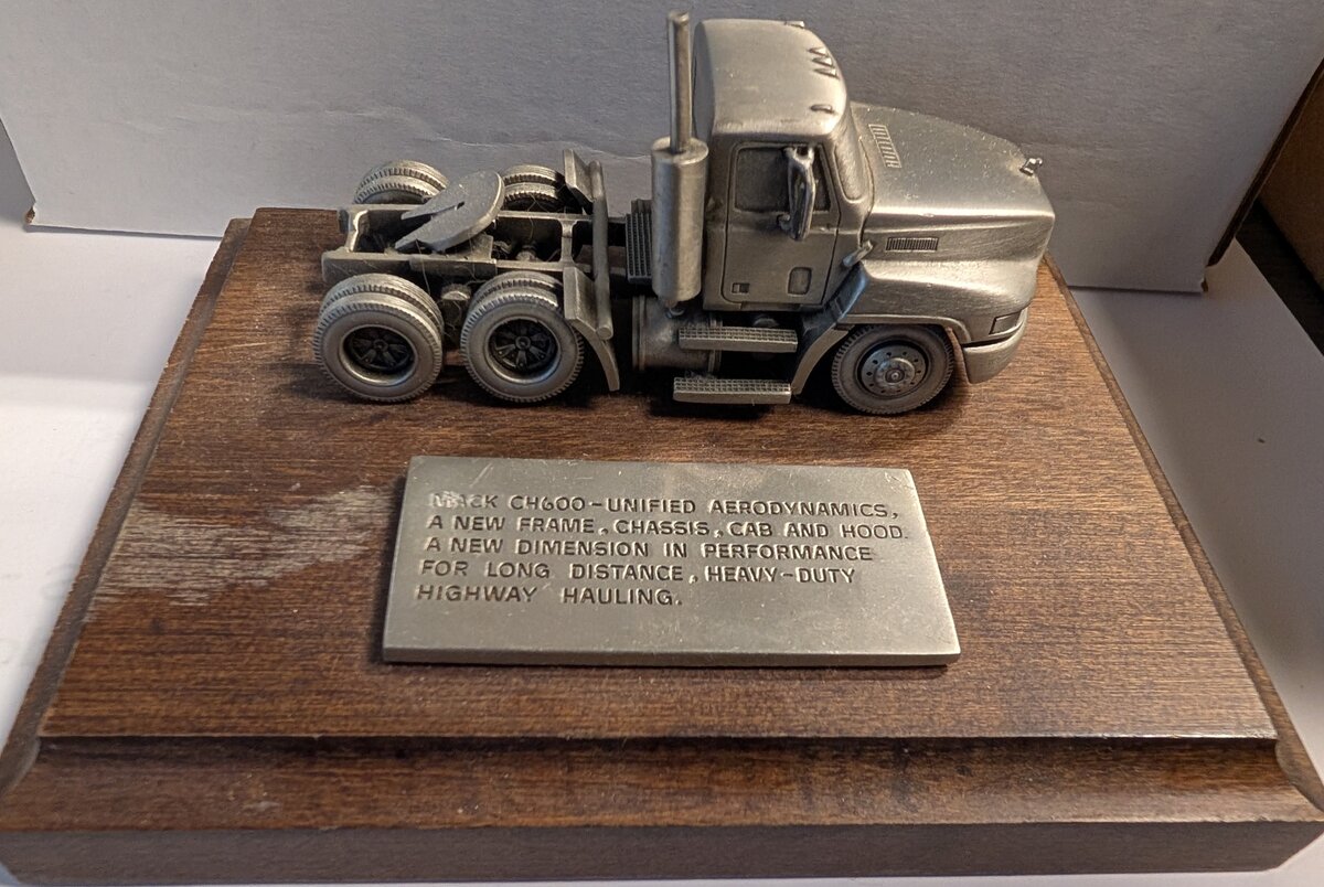 Mack CH600 Semi-Truck Tractor Promotional Pewter Desk Display