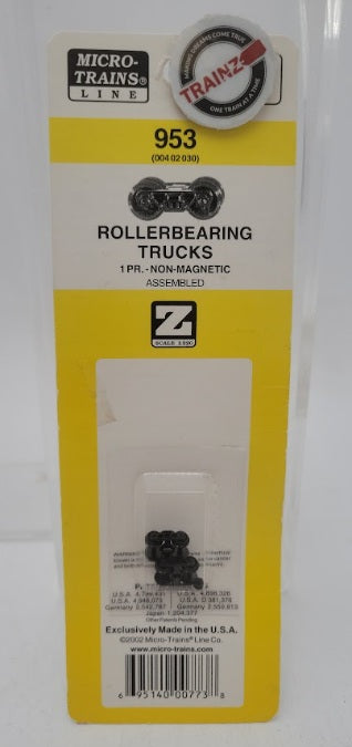 Micro-Trains 00402030 / 953 Z Scale Rollerbearing Trucks Non-Magnetic(Pack of 2)