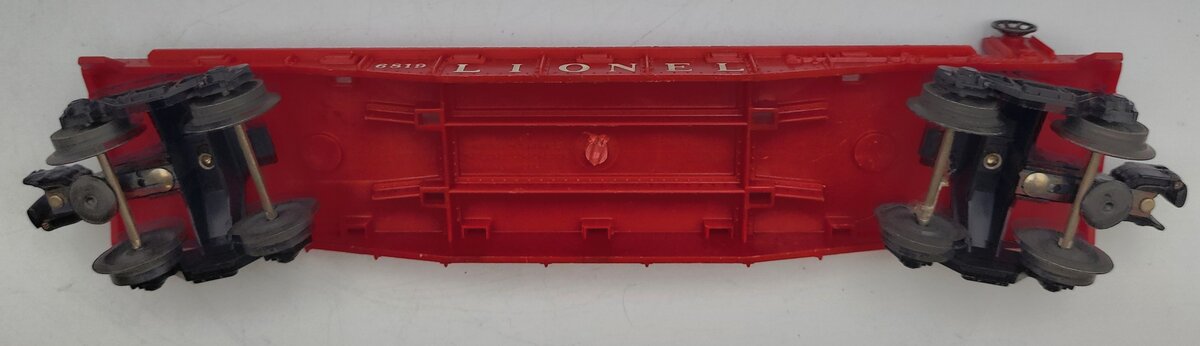 Lionel 6819-1 Red Plastic Lionel Flat Car with Operating Trucks
