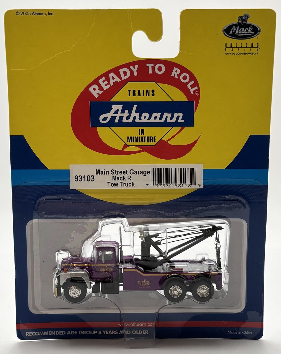 Athearn 93103 HO Main Street Garage Mack R Tow Truck