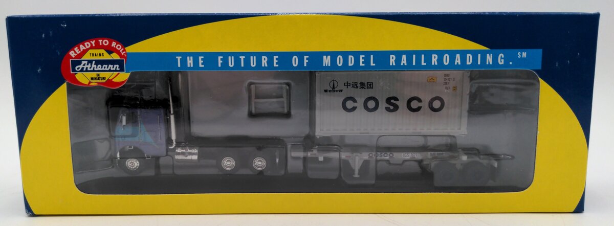 Athearn 92136 HO Scale Cosco 20' Container With Cosco Chassis And Tractor #2