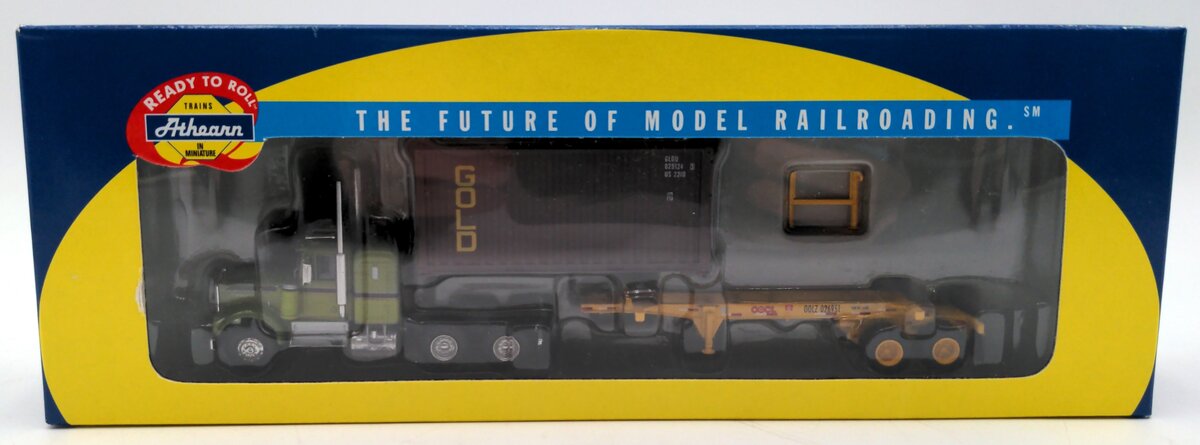 Athearn 92635 HO Scale Gold Kenworth With 20' Container & Chassis