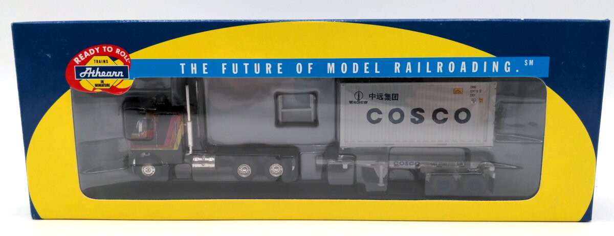Athearn 92135 HO Scale Cosco 20' Container With Chassis And Tractor #1