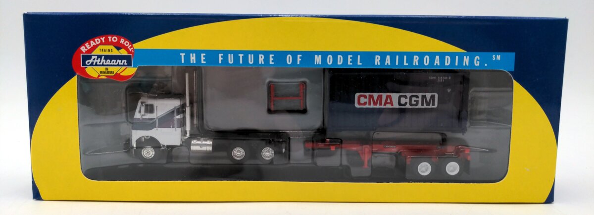 Athearn 92121 HO Scale CMA/CGM 20' Container With Hyundai Chassis & Tractor