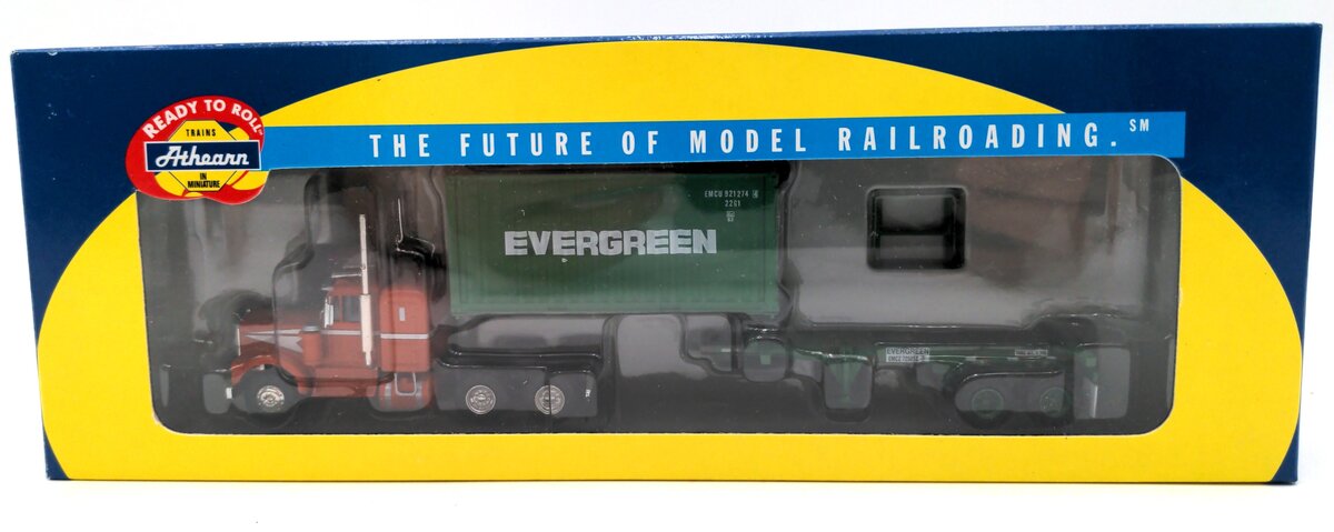 Athearn 92632 HO Scale Evergreen Kenworth With 20' Container & Chassis