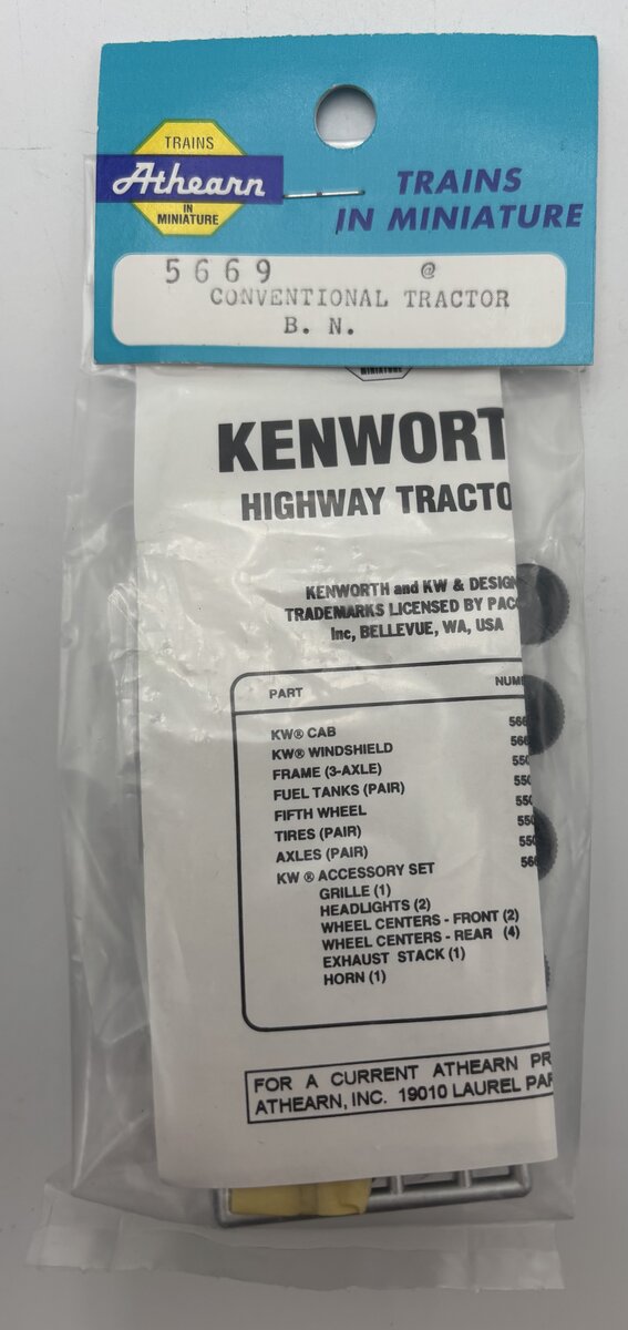Athearn 5669 HO Kenworth Tractor Burlington Northern Kit