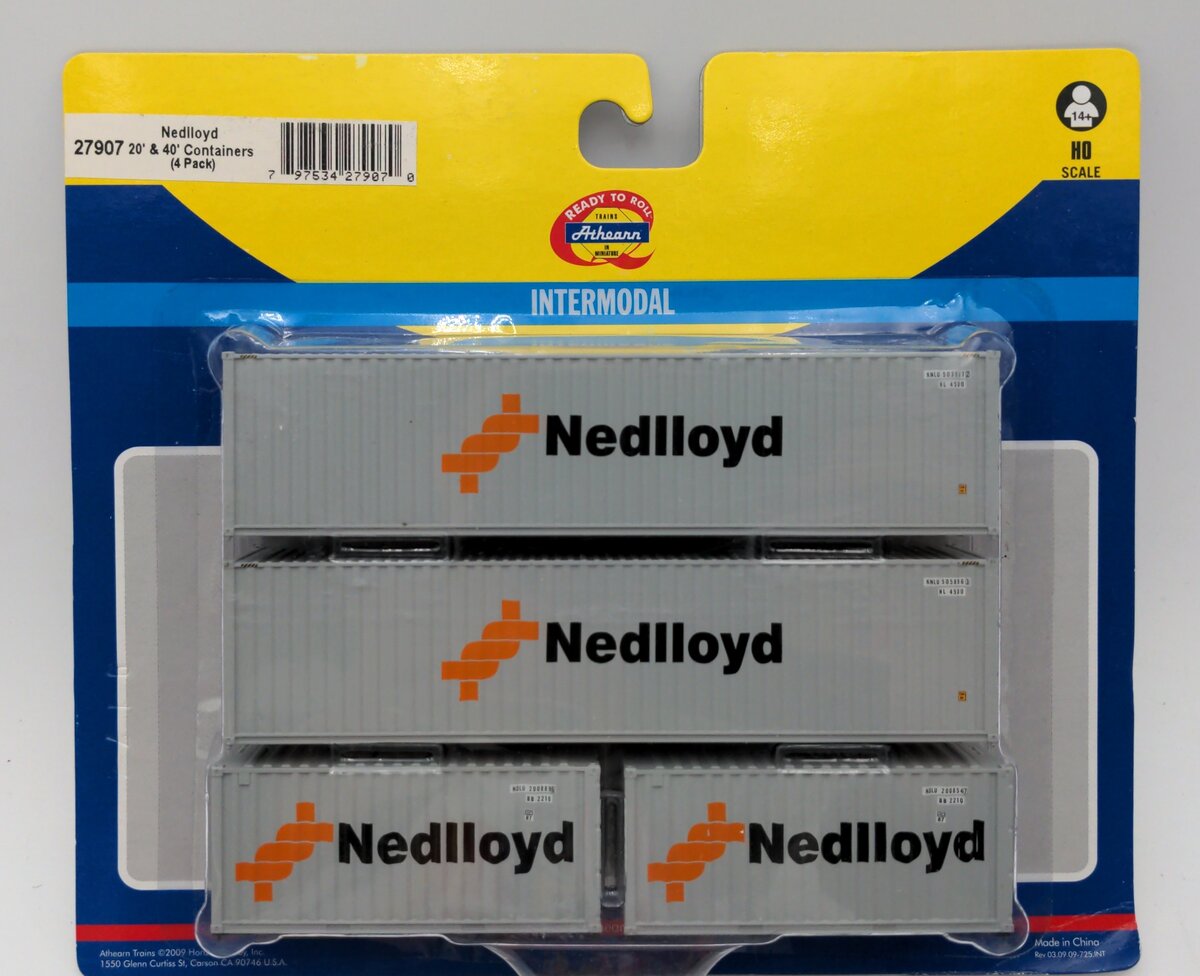 Athearn 27907 HO Scale Nedlloyd 20' & 40' Containers (Pack of 4)