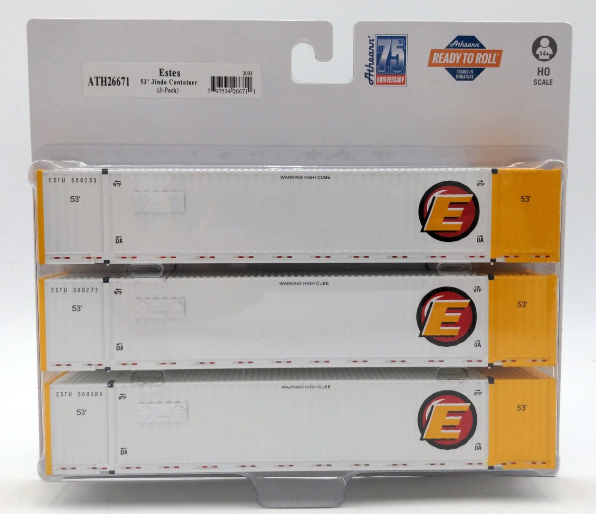 Athearn 29971 HO Scale Estes 53' Jindo Container (Pack of 3)