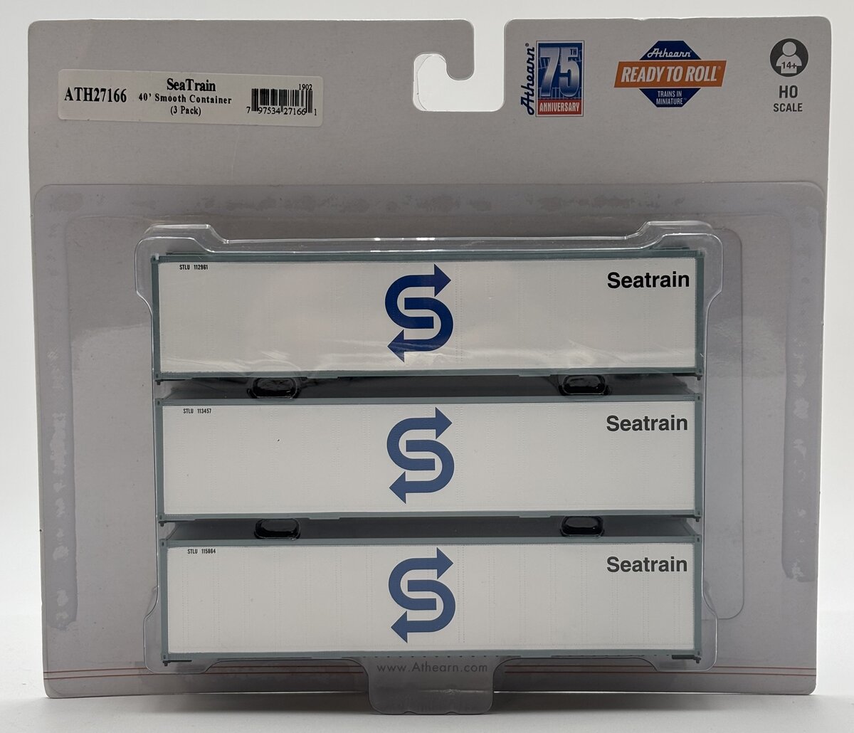 Athearn 27166 HO Sea Train 40' Smooth Side Container (Pack of 3)