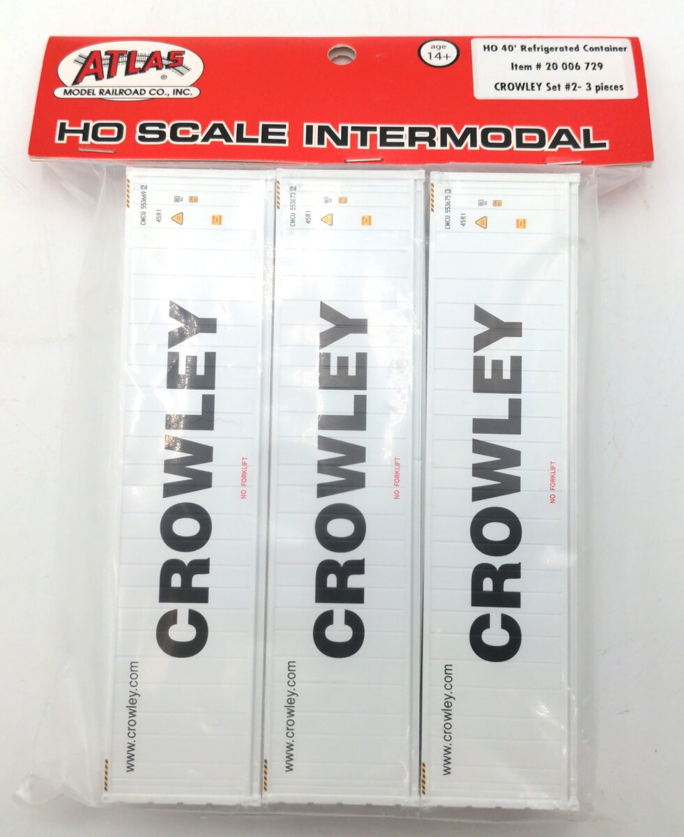 Atlas 20006729 HO Scale 40' Refrigerated Container Crowley Set 2 (Pack of 3)