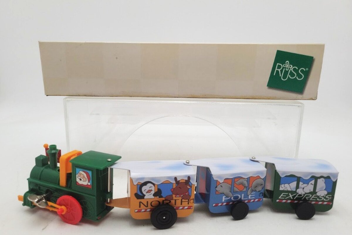 Russ 8310 Northpole Express Santa's Train Christmas Wind-Up Metal Toy Train