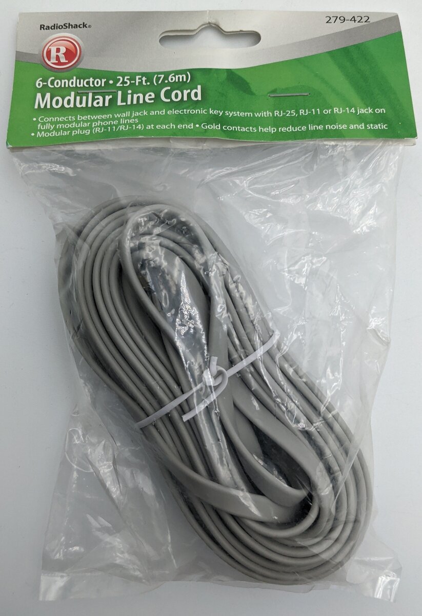 Radio Shack 279-422 6-Conductor 25ft 7.6m Modular Line Cord