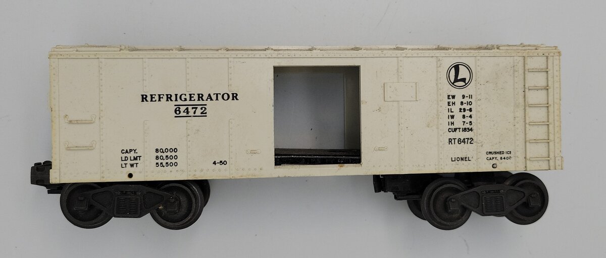 Lionel 6472 Vintage O Lionel Lines Non-Operating Refrigerator Car w/o Steps