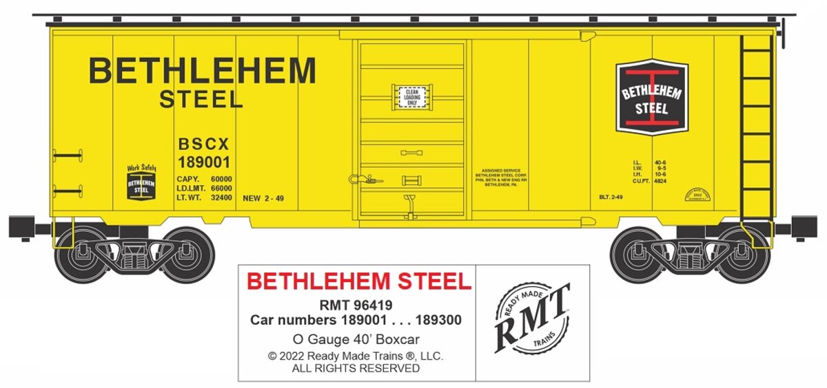 RMT 96419 O Bethlehem Steel 40' PS-1 Boxcar