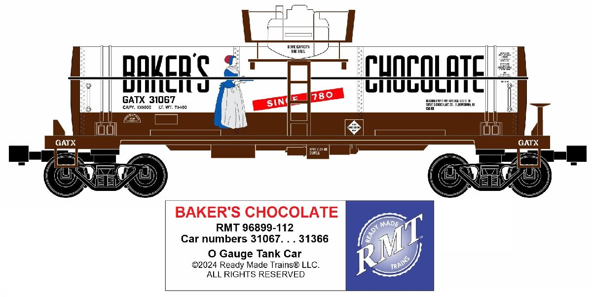 RMT 96899-112 Baker's Chocolate Single Dome Tank Car