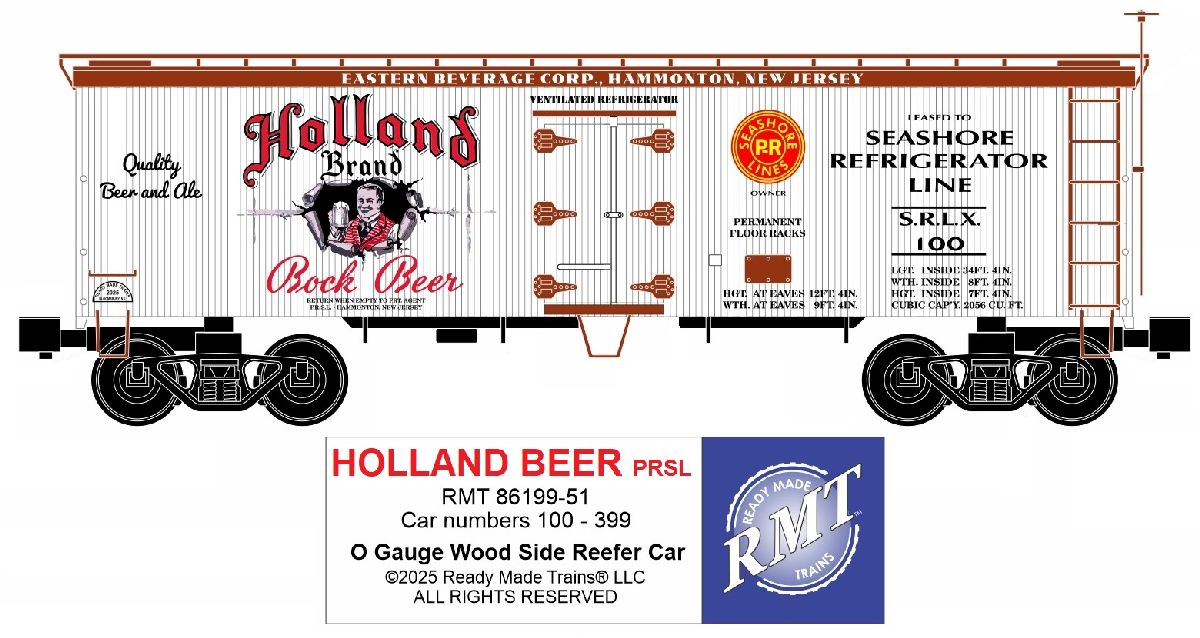 RMT 86199-51 O Holland Beer Woodside Reefer Car