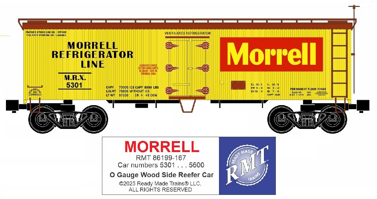 RMT 86199-167 O Morrell Meats Woodside Reefer Car