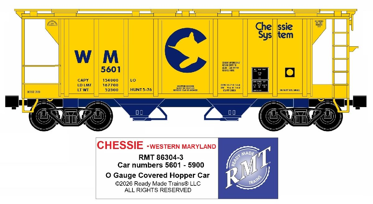 RMT 86304-3 O Chessie WM 2-Bay Covered Hopper Car
