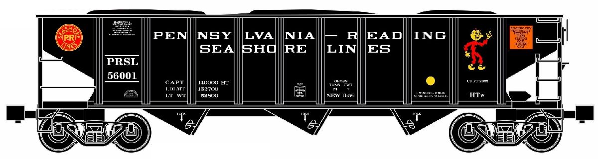 RMT 66236 O Penn-Reading Seashore 3-Bay Coal Hopper Car
