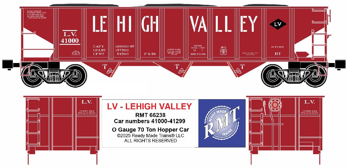 RMT 66238 O Lehigh Valley 3-Bay Coal Hopper Car